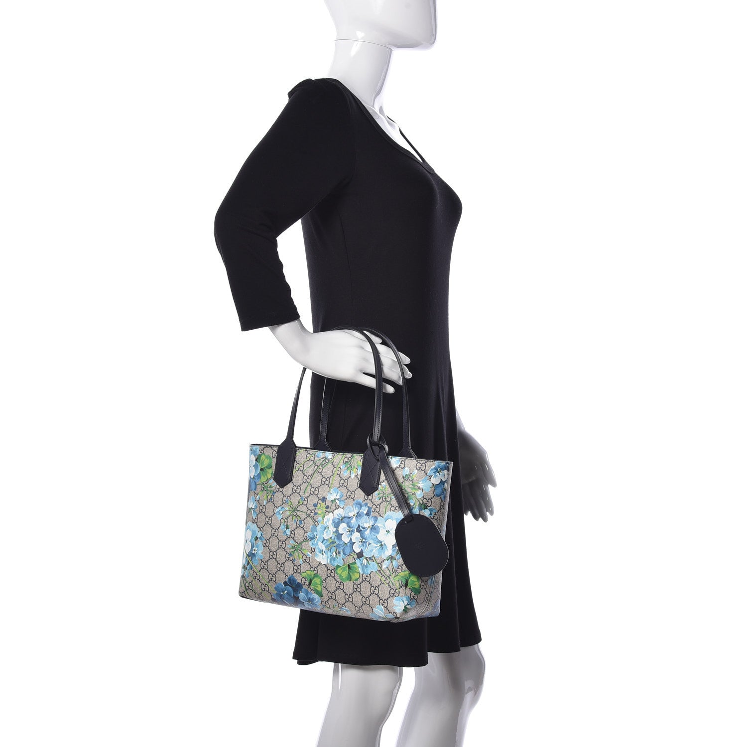 Gucci GG Supreme Monogram Blooms Small Reversible Tote Beige Blue Navy 2 of 16