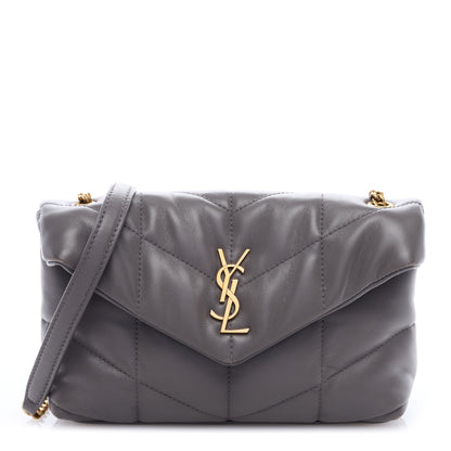 Saint Laurent Lambskin Quilted Toy Loulou Puffer Monogram Chain Satchel Fog 1 of 8
