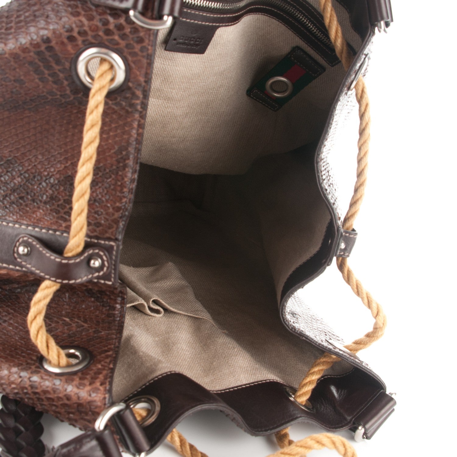 Gucci Python Peggy Braided Tote Dark Brown 5 of 7
