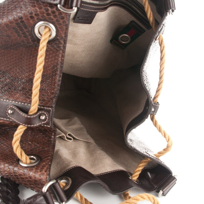 Gucci Python Peggy Braided Tote Dark Brown 5 of 7