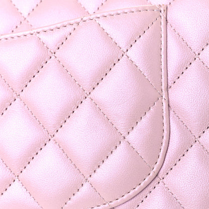 Chanel Iridescent Calfskin Quilted Medium Double Flap Light Pink 10 of 12