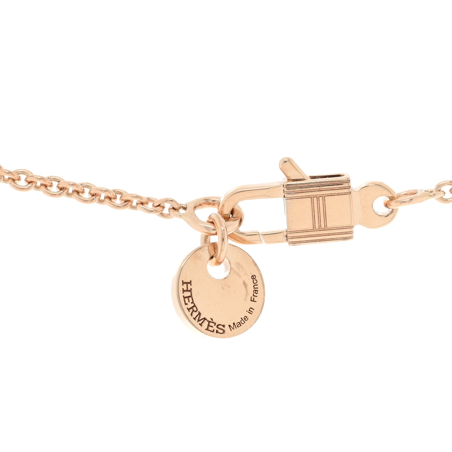 Hermes 18K Rose Gold Black Jade Kelly Amulettes Pendant Necklace 4 of 5