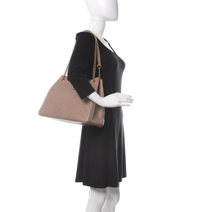 Gucci Calfskin Matelasse Medium GG Marmont Shoulder Tote Bag Porcelain Rose 2 of 11