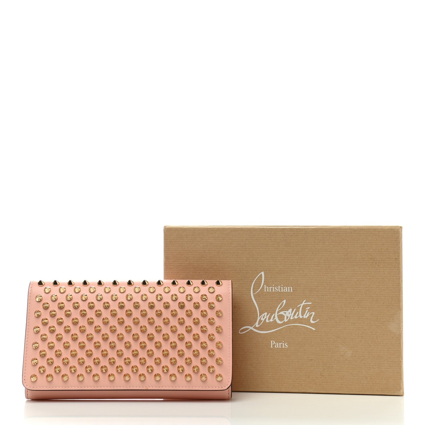 Calfskin Macaron Spiked Flap Wallet Mystic Pink