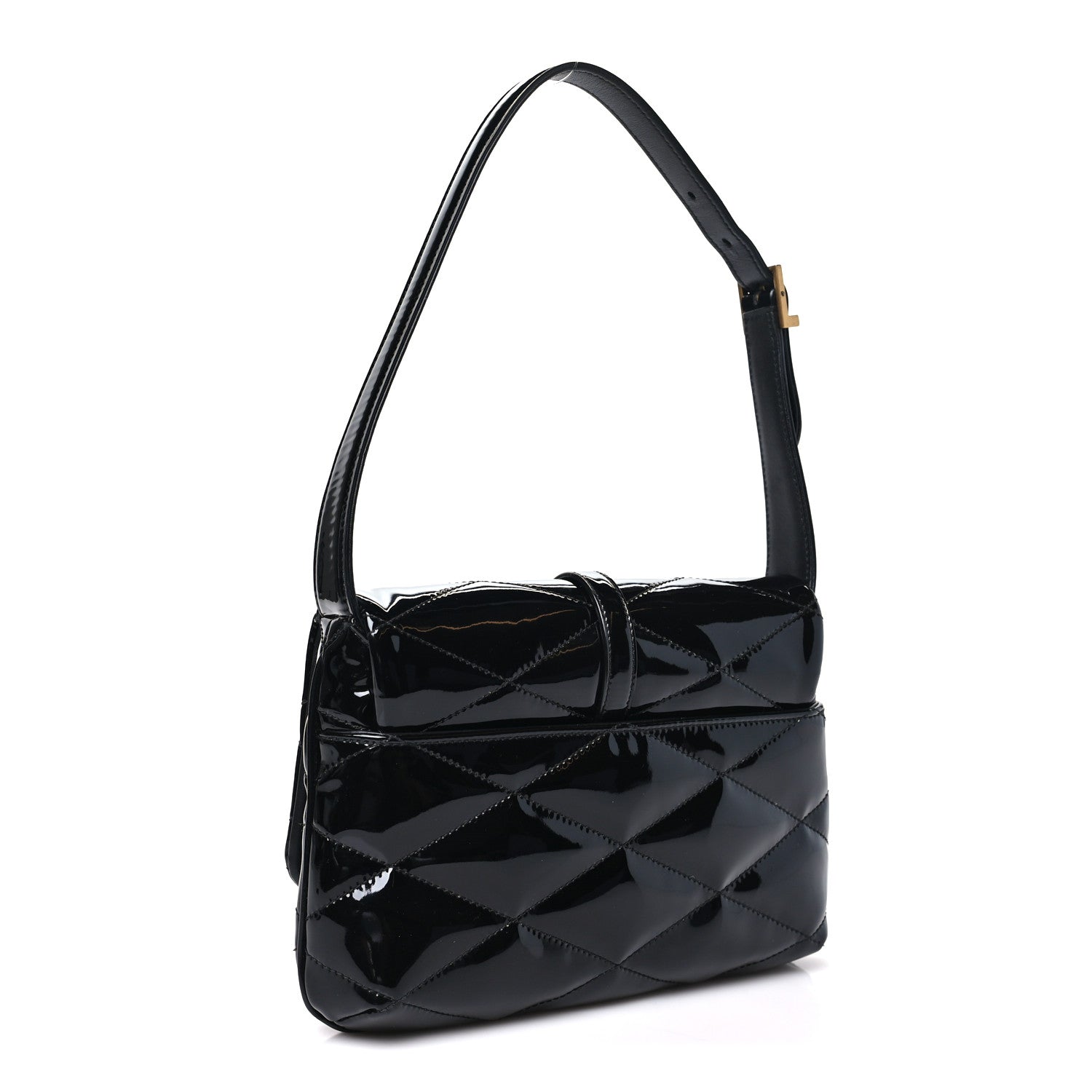 Saint Laurent Patent Quilted Le 57 Diamond Shoulder Bag Black 3 of 10