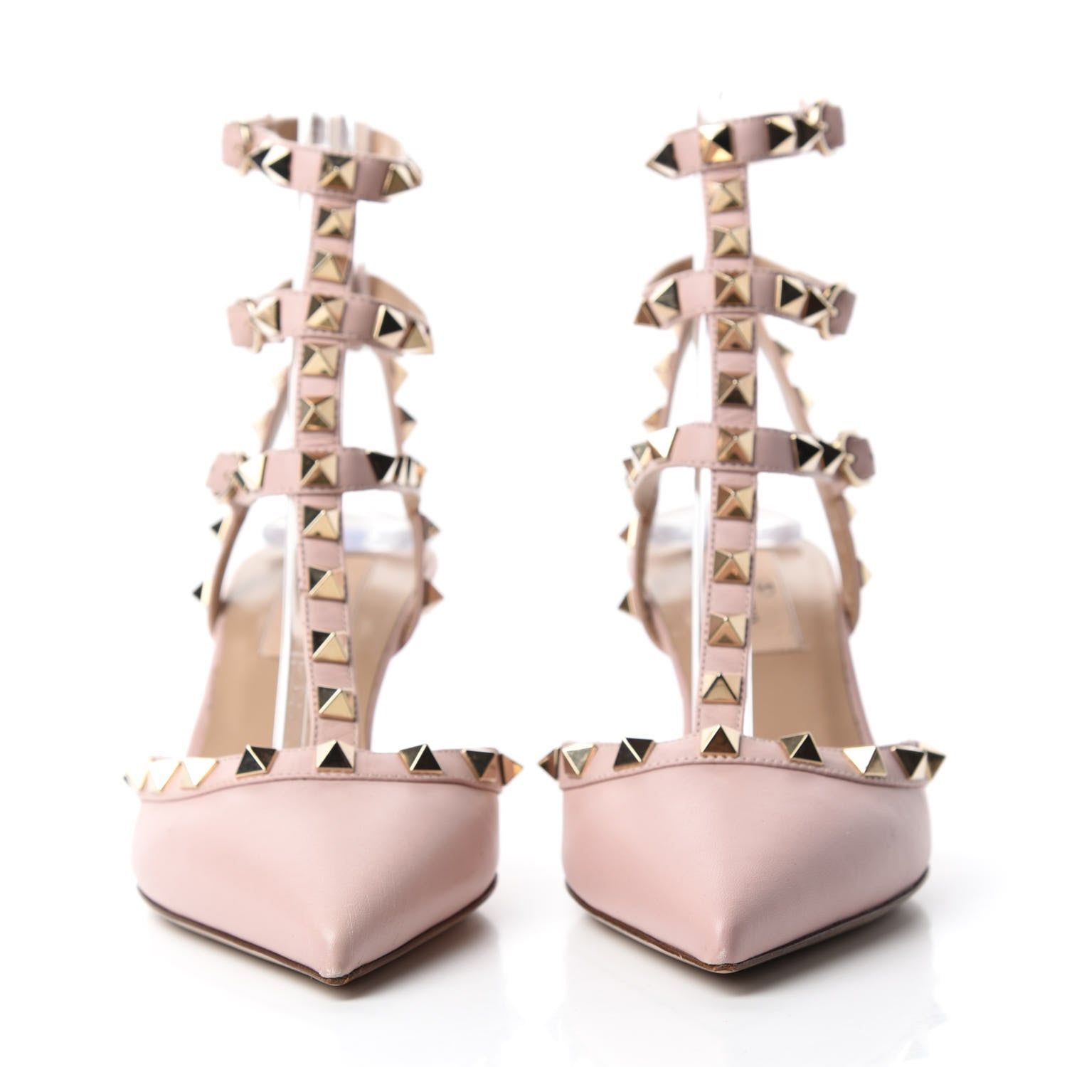 Valentino Garavani Nappa Rockstud Ankle Strap Low Heel Pumps 35 Pink 2 of 8