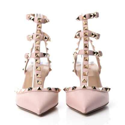 Valentino Garavani Nappa Rockstud Ankle Strap Low Heel Pumps 35 Pink 2 of 8