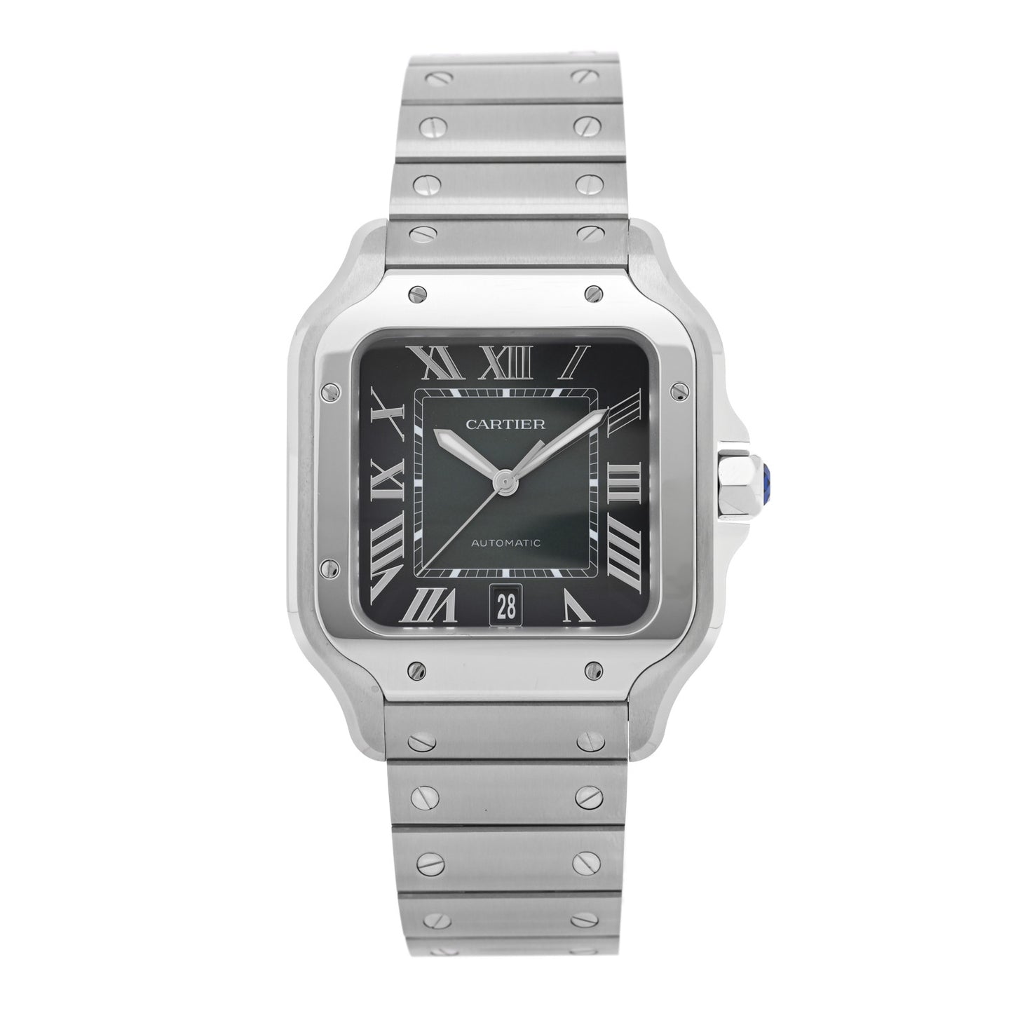 Stainless Steel 39.8mm Santos De Cartier Automatic Watch Green