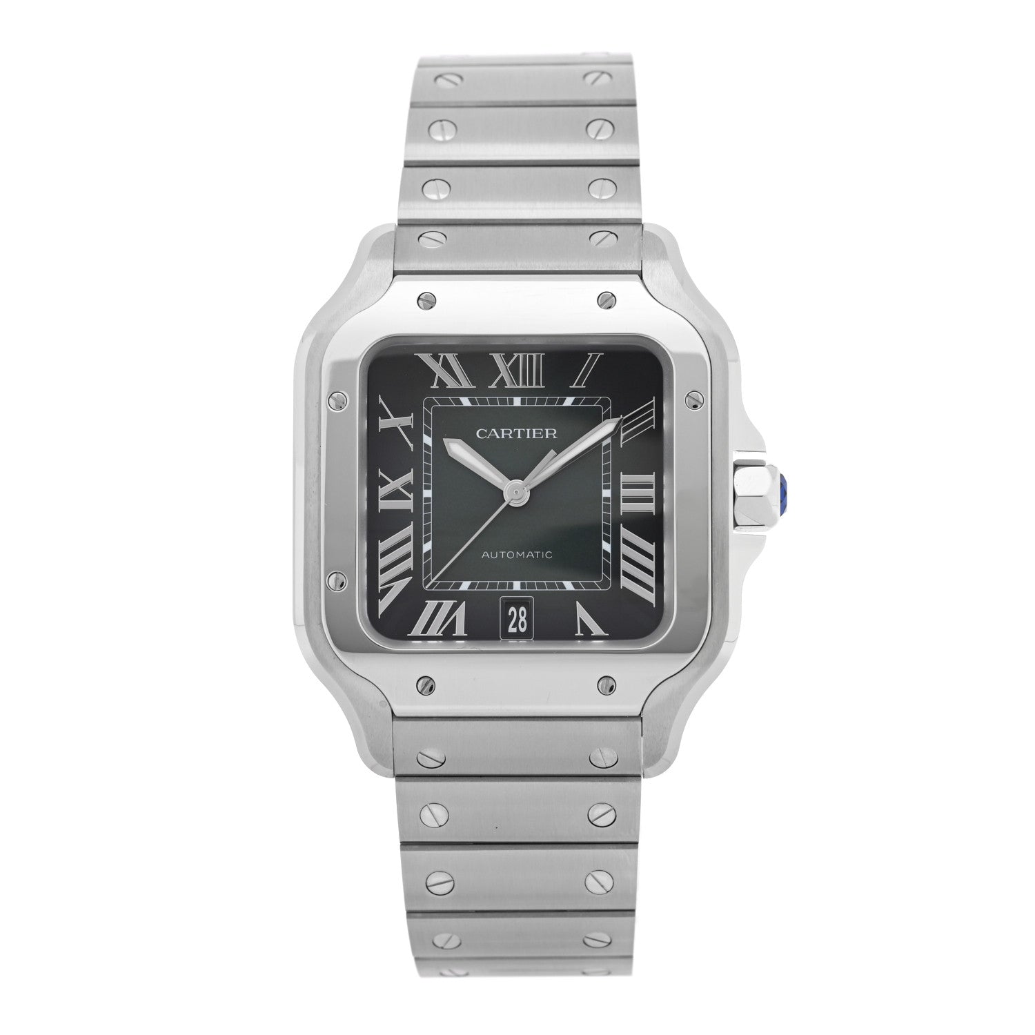 Cartier Stainless Steel 39.8mm Santos De Cartier Automatic Watch Green 1 of 5