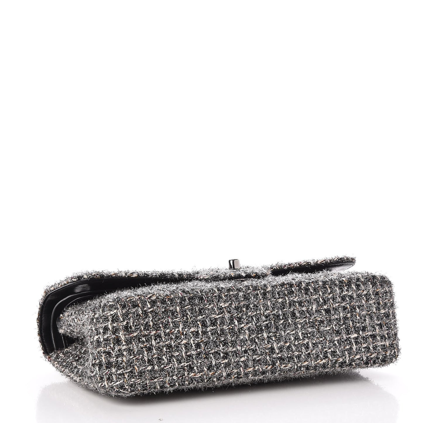 Metallic Tweed Medium Double Flap Black White
