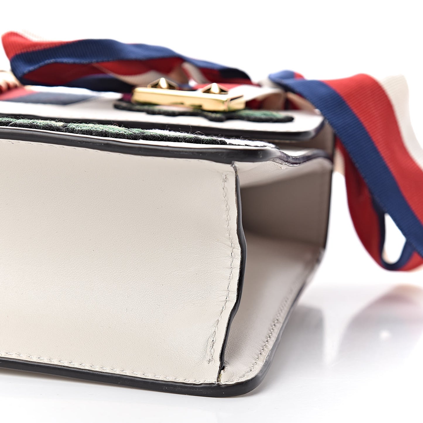 Calfskin Embroidered Small Sylvie Shoulder Bag White