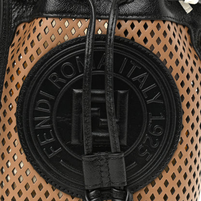 Fendi Vitello Liberty Glossy Lambskin F is Fendi Perforated Mini Mon Tresor Bucket Bag Sand Mimosa Black 8 of 10