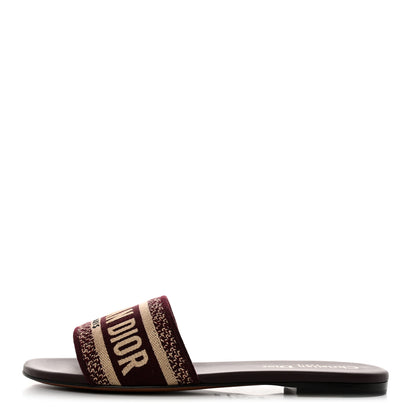 Christian Dior Canvas Embroidered Dway Mules Slide Sandals 36.5 Burgundy 1 of 10