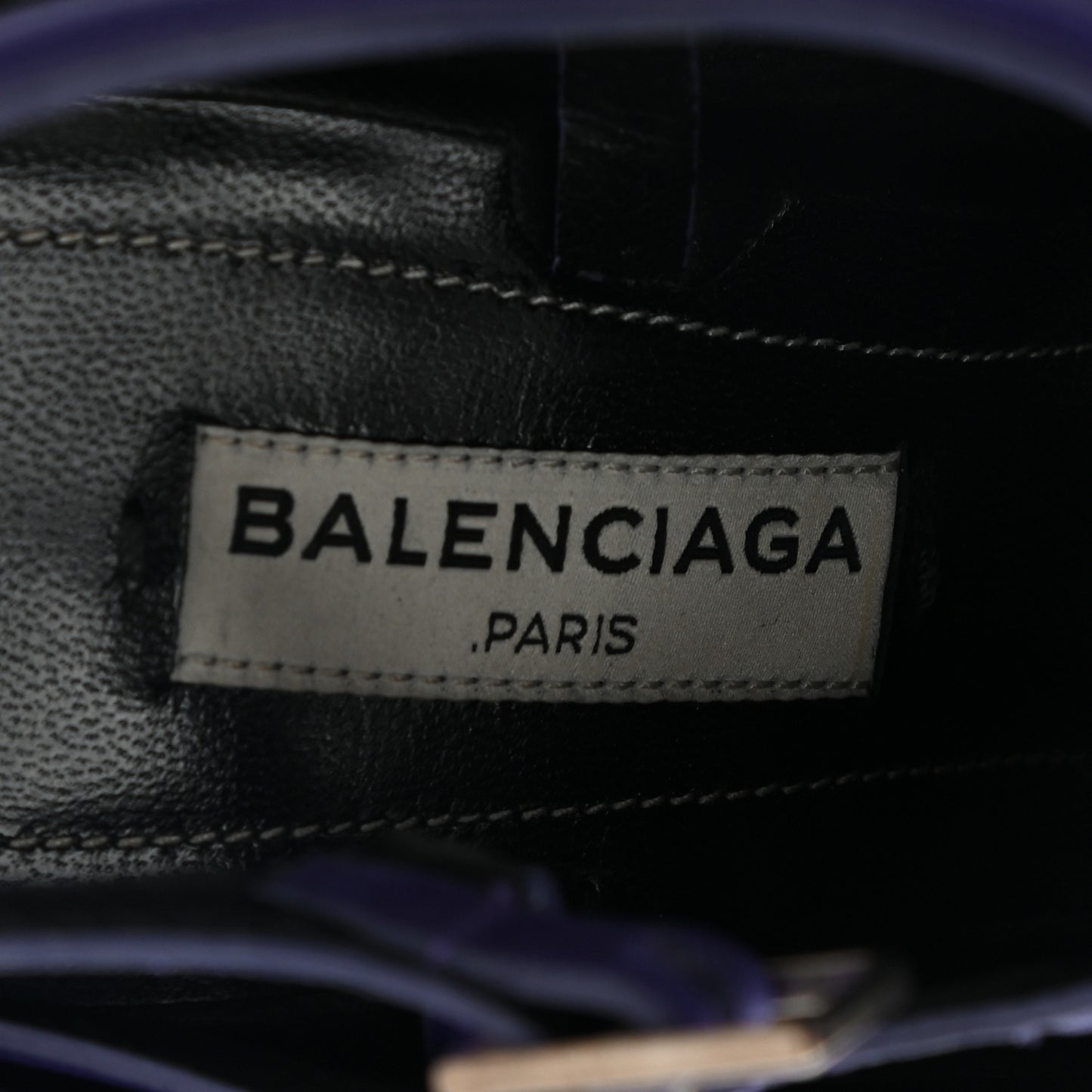 Lambskin Open Toe Glove Sandal 37.5 Black Purple