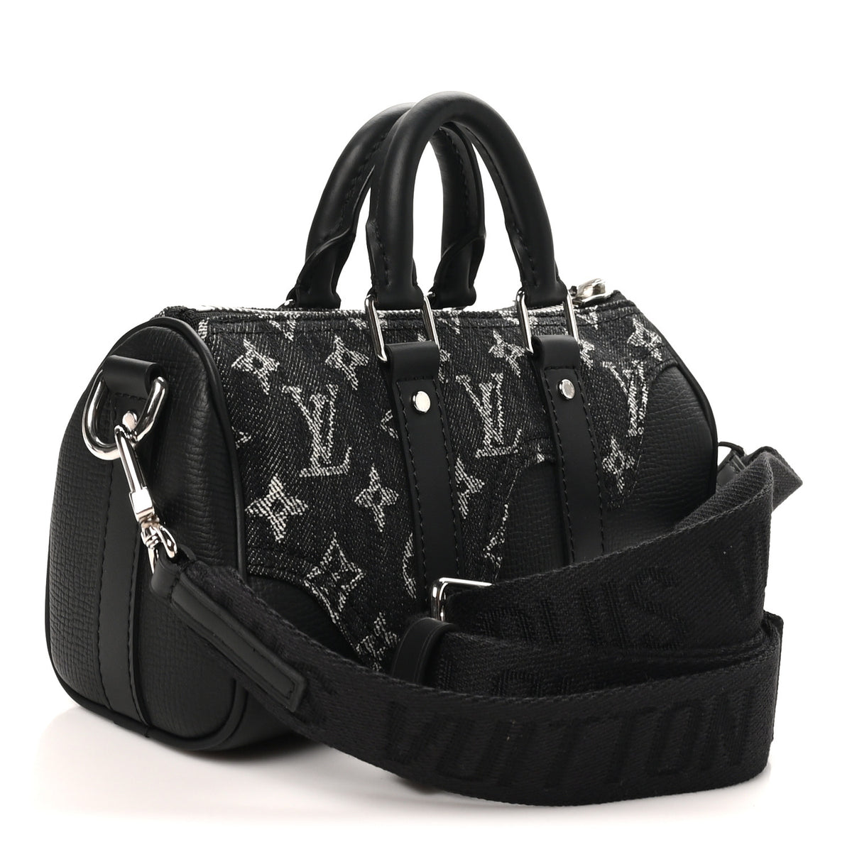 X NIGO Taurillon Monogram Denim Drip Keepall XS Black