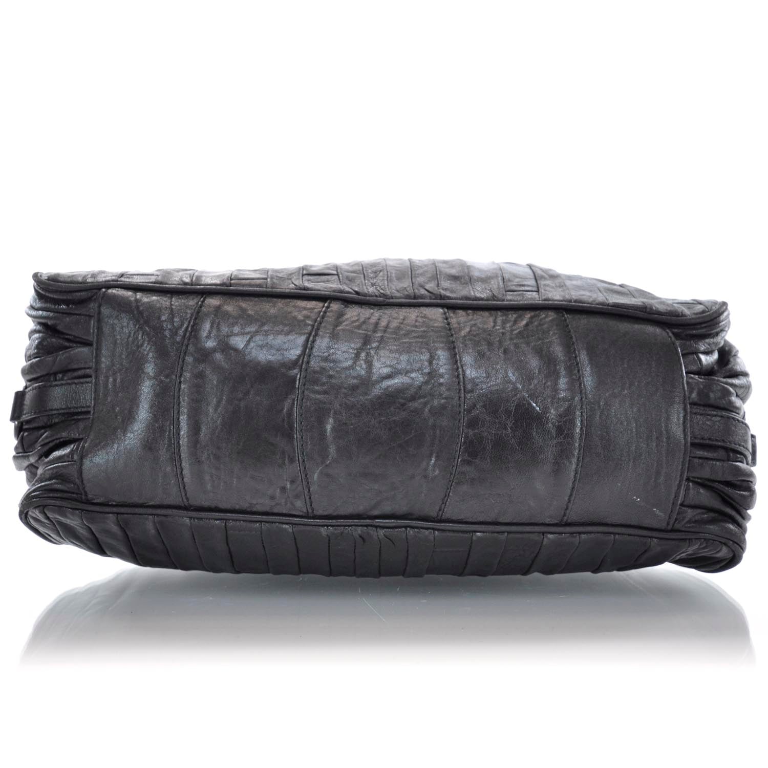 Miu Miu Leather Plisse Shopping Tote Black 6 of 10
