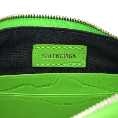 Balenciaga Extra Supple Calfskin Crocodile Embossed Le Cagole Mini Purse With Chain Acid Green 6 of 12