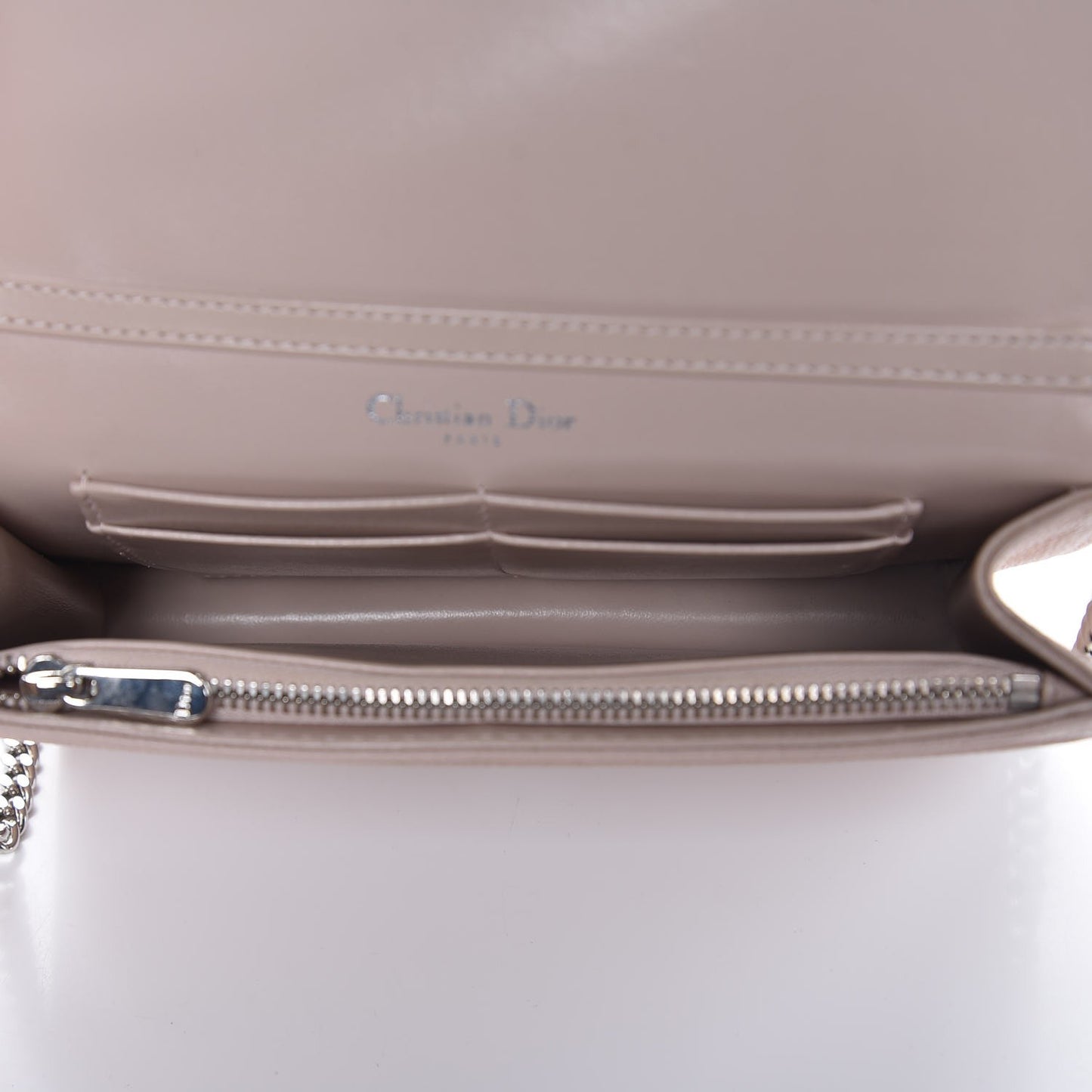 Grained Calfskin Diorama Wallet on Chain Pouch Rose Poudre