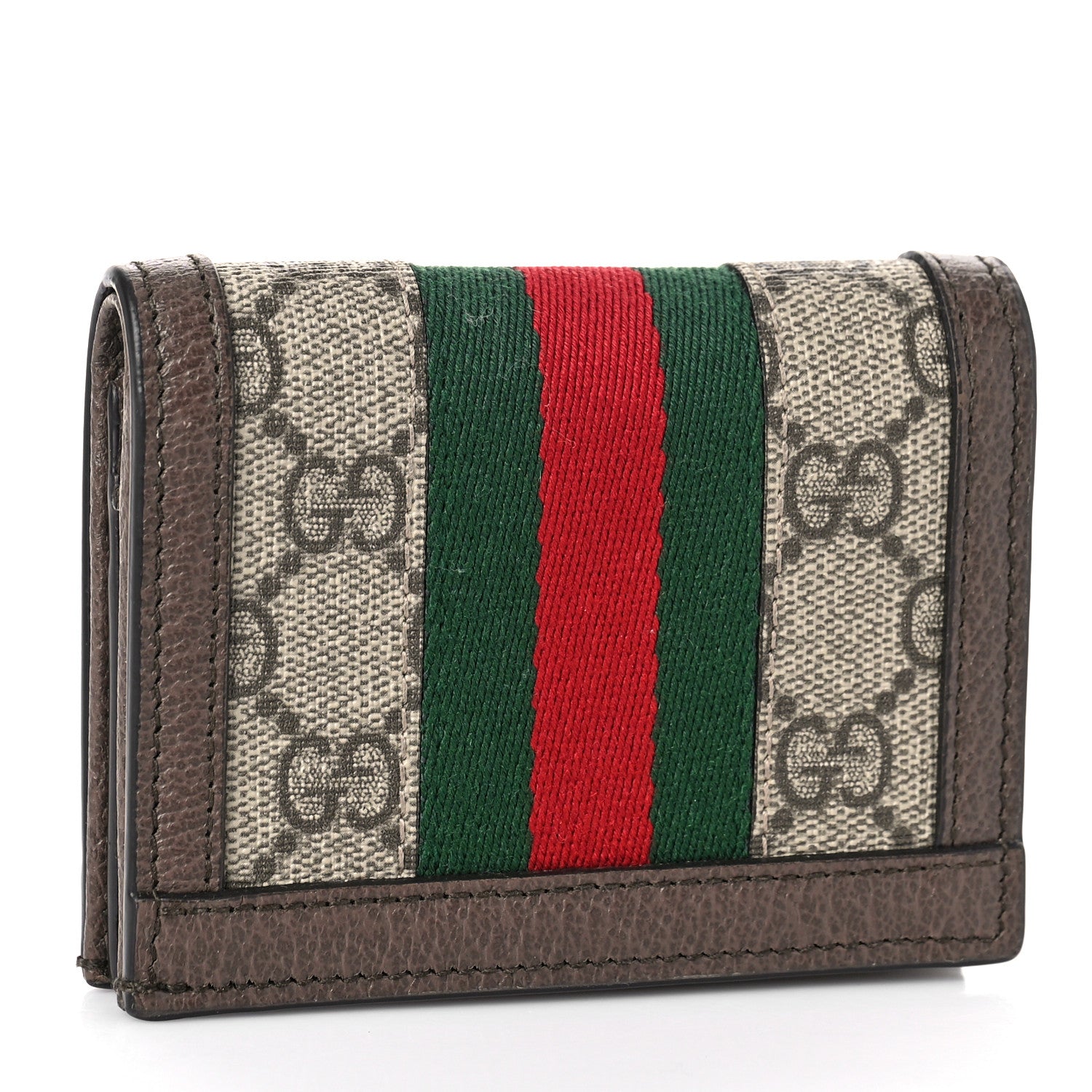 Gucci GG Supreme Monogram Web Ophidia Card Case Beige New Acero 3 of 8