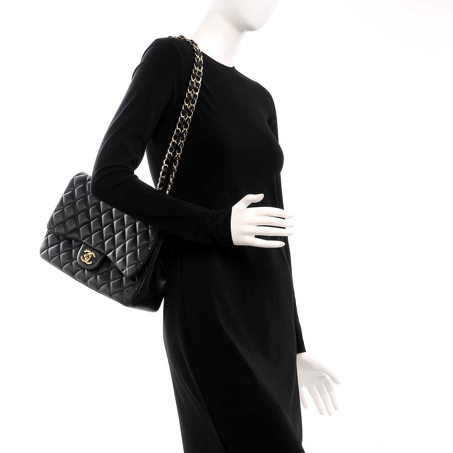 Chanel Lambskin Quilted Jumbo Single Flap Black 2 of 12