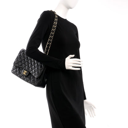 Chanel Lambskin Quilted Jumbo Single Flap Black 2 of 12