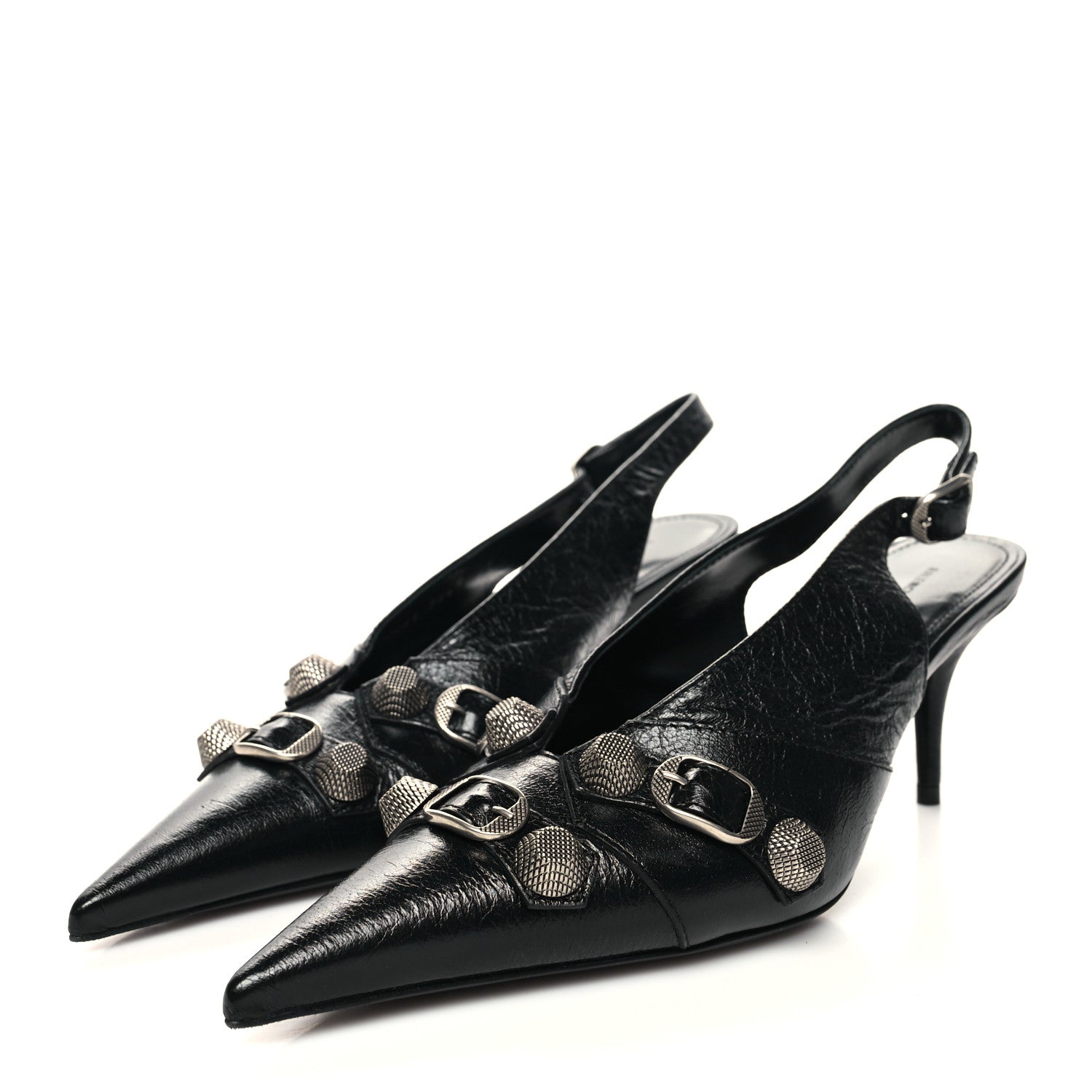 Balenciaga Agneau Arena Cagole 70mm Slingback Pumps 38.5 Black 3 of 10