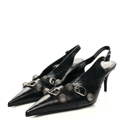Balenciaga Agneau Arena Cagole 70mm Slingback Pumps 38.5 Black 3 of 10