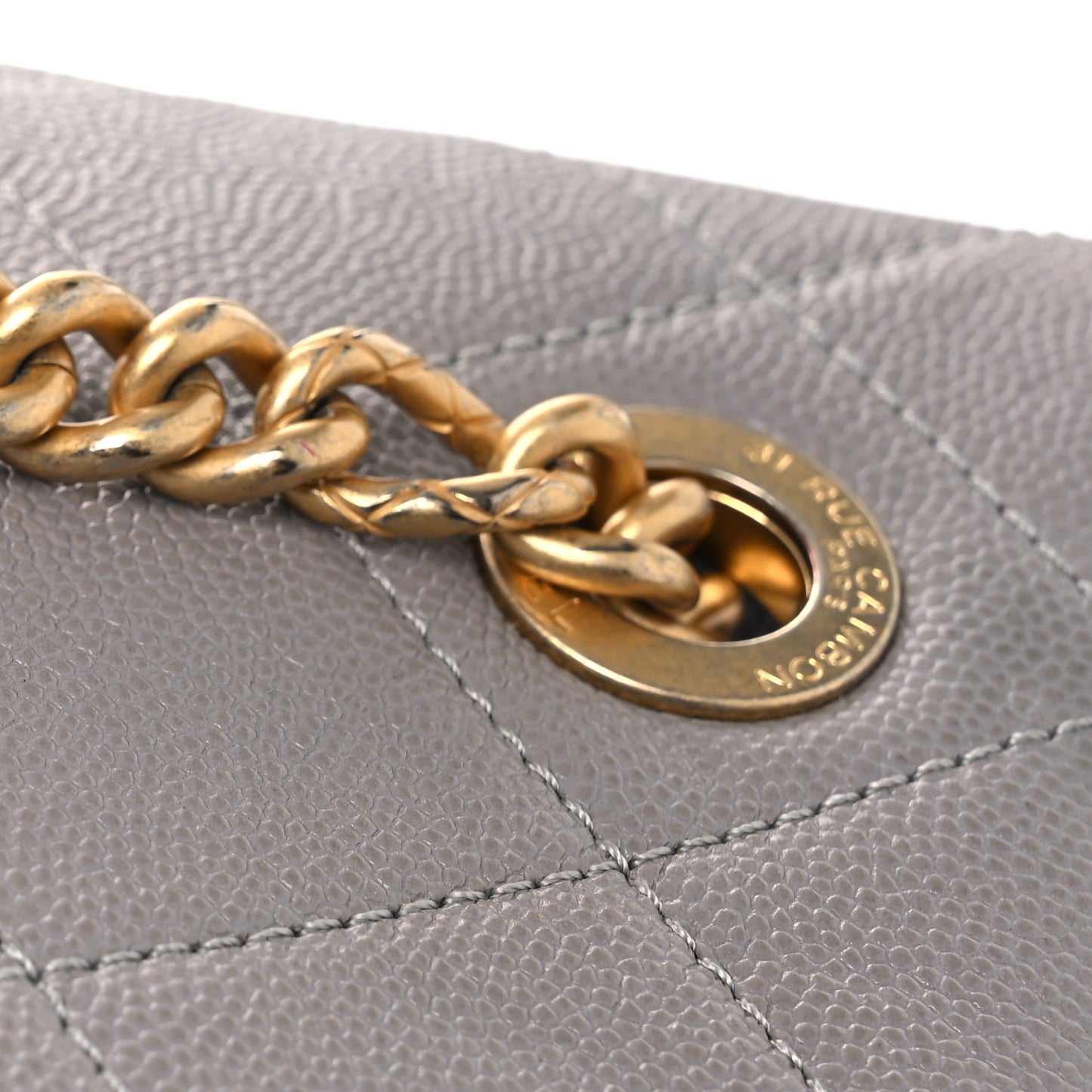 Caviar Quilted Large Classic Shopping Tote Grey