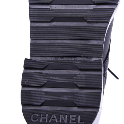 Chanel Shiny Goatskin Calfskin Quilted Lace Up Combat Boots 35.5 Black 8 of 10