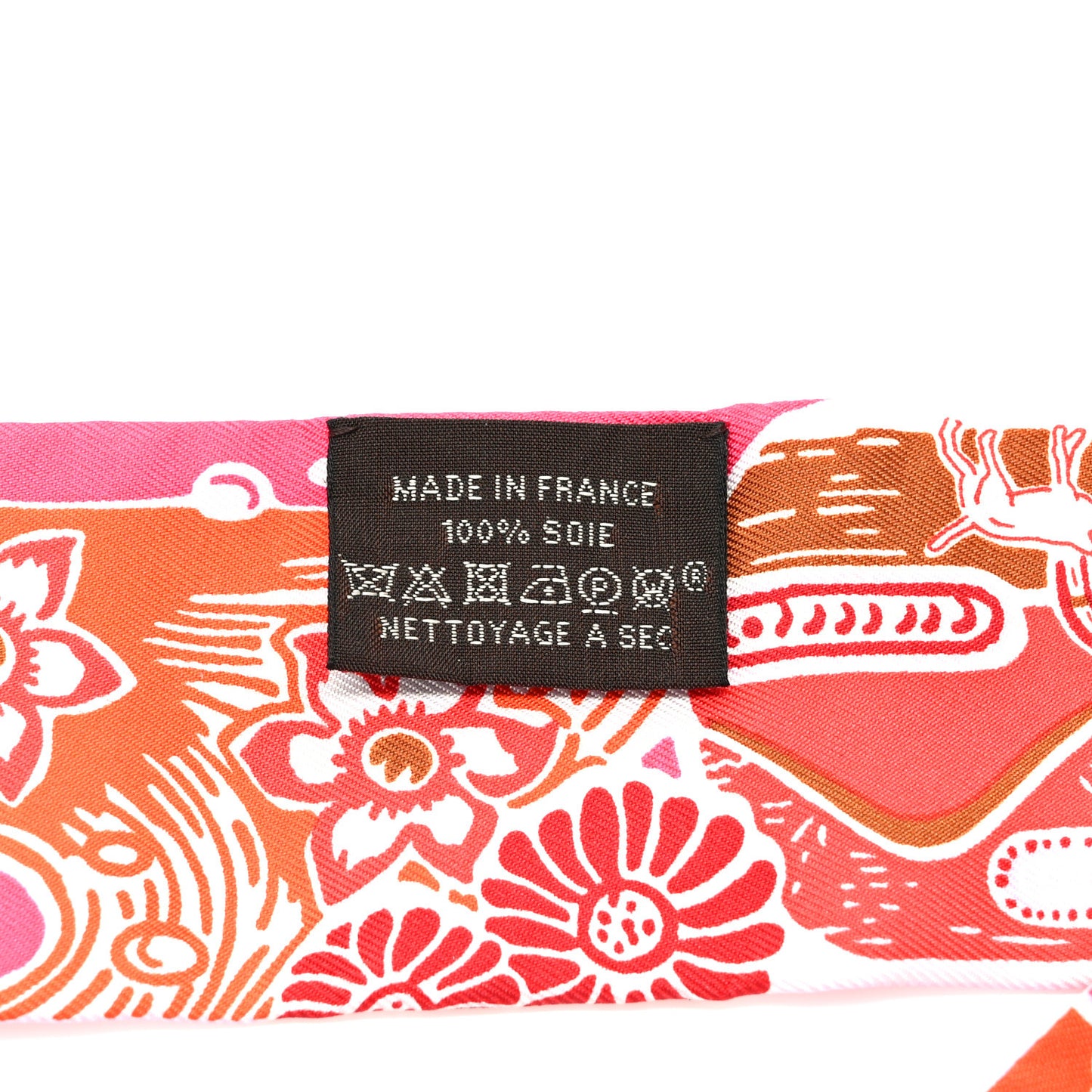 Silk Bingata Twilly Fuchsia Corail Brun
