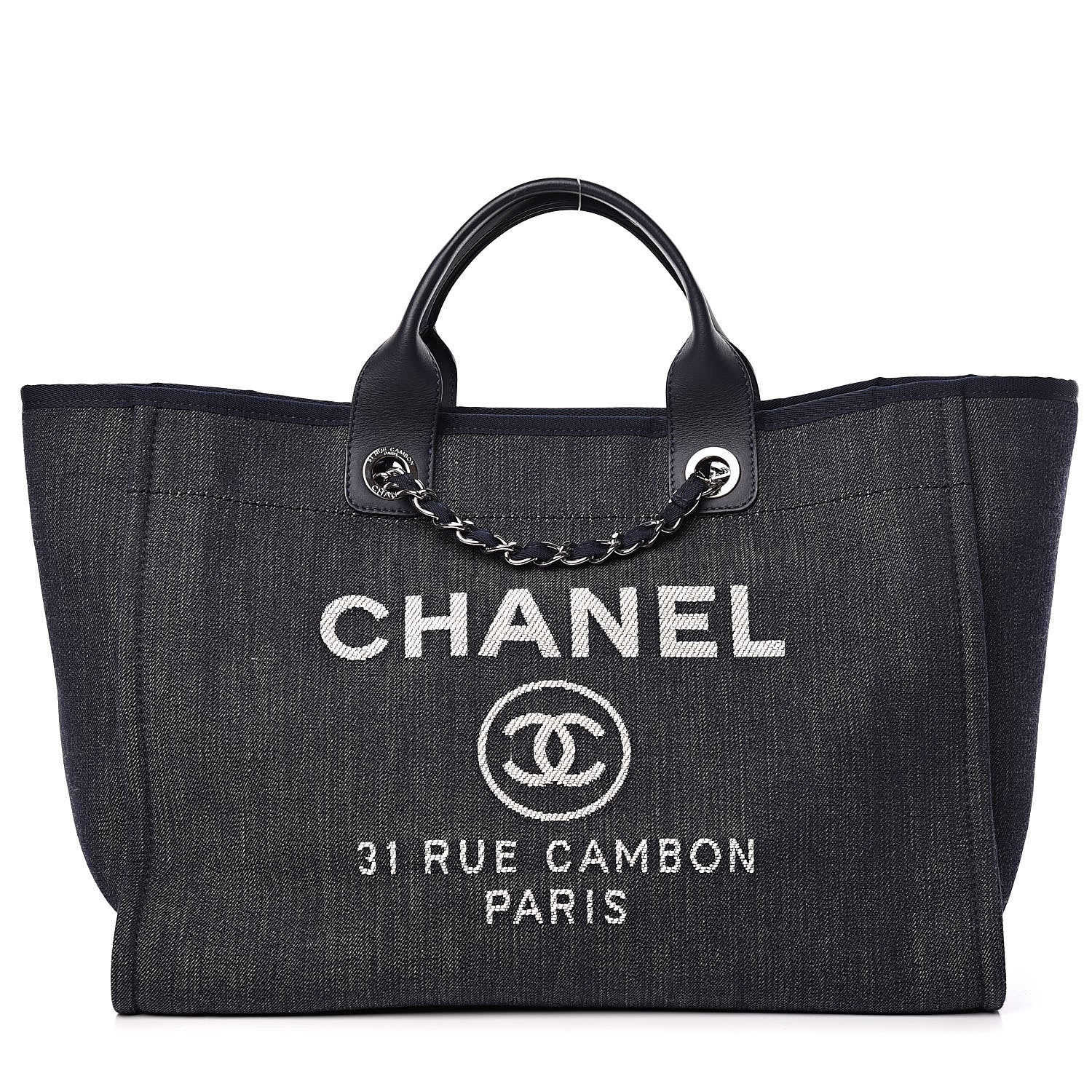 Chanel Denim Large Deauville Tote Dark Blue 1 of 12