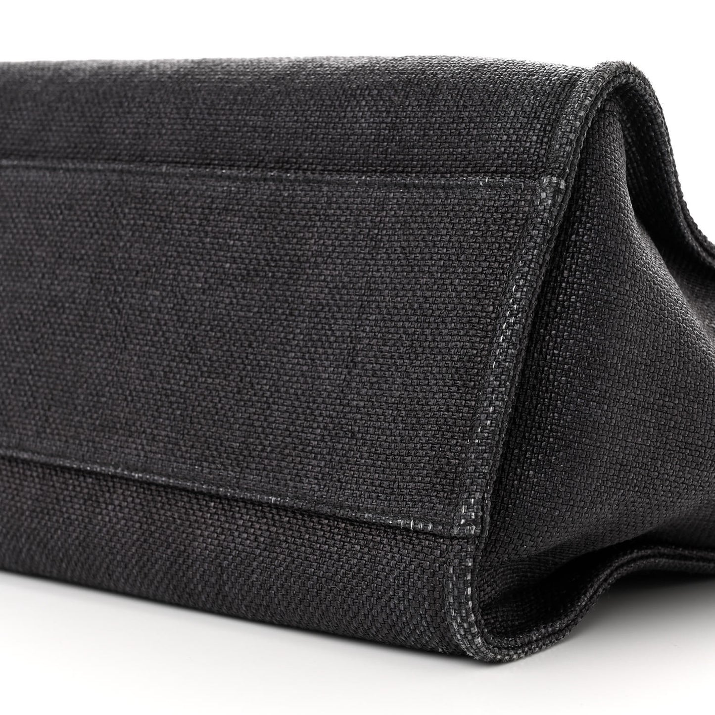 Woven Straw Raffia Medium Deauville Black