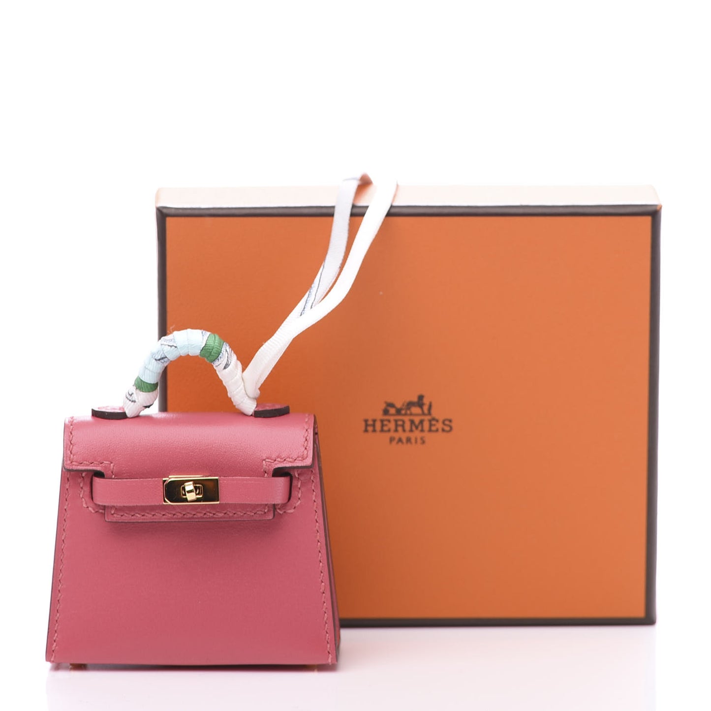 Tadelakt Mini Kelly Twilly Bag Charm Rose Lipstick