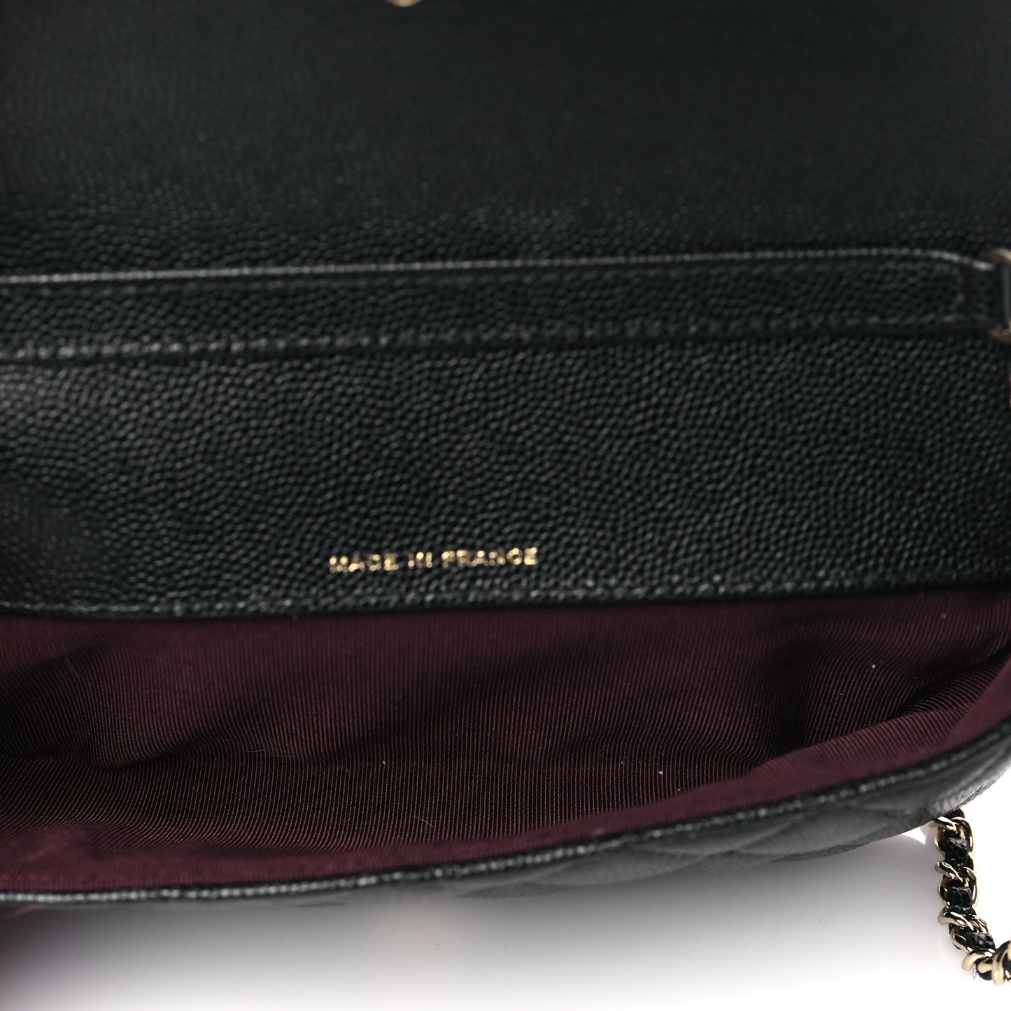 Caviar Quilted Glasses Case With Chain Black