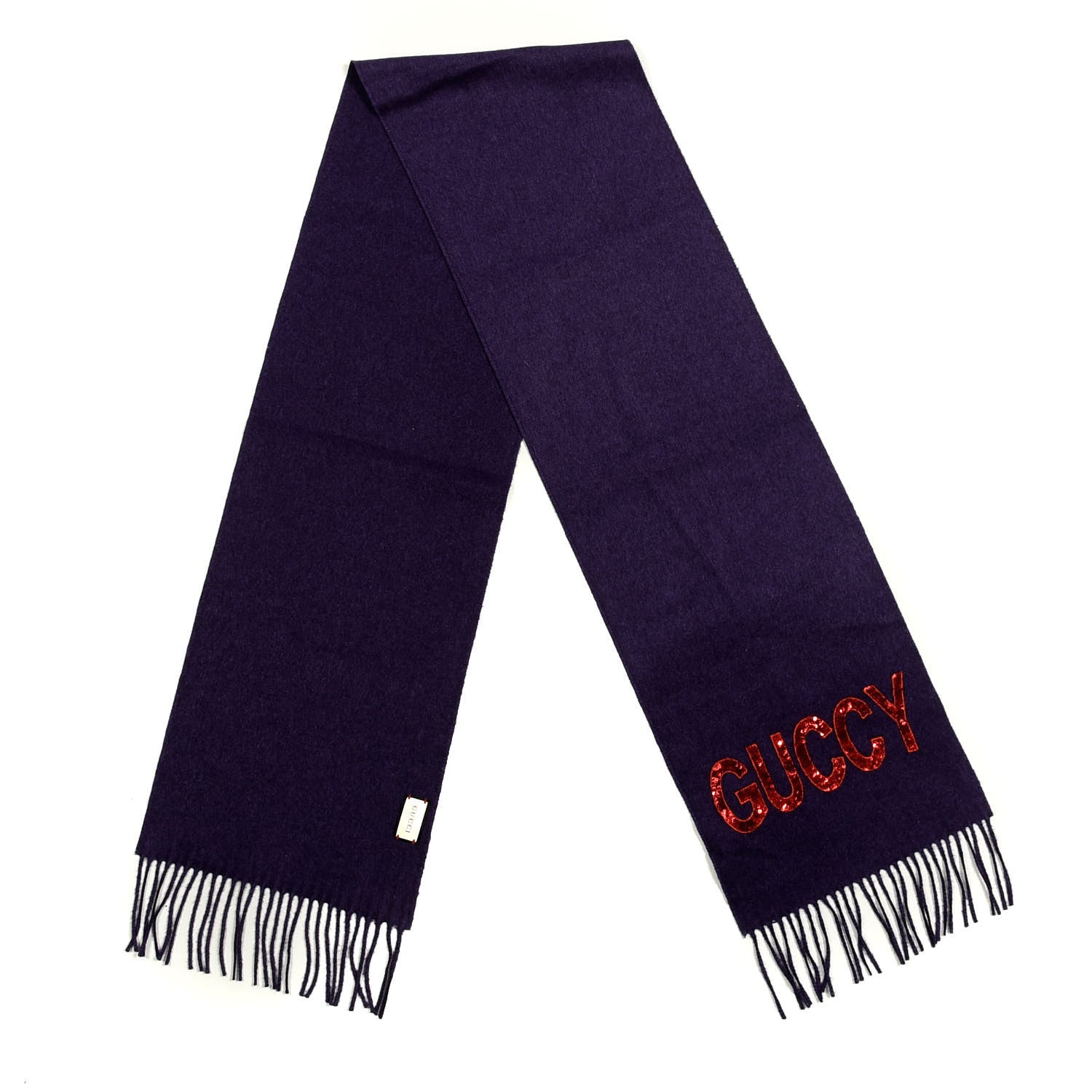 Gucci Silk Cashmere Sequins Guccy Scarf Purple 2 of 4