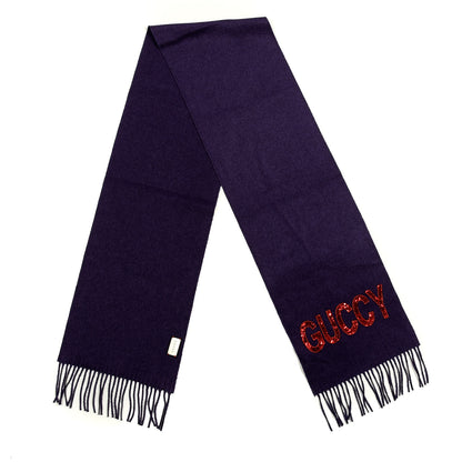 Gucci Silk Cashmere Sequins Guccy Scarf Purple 2 of 4