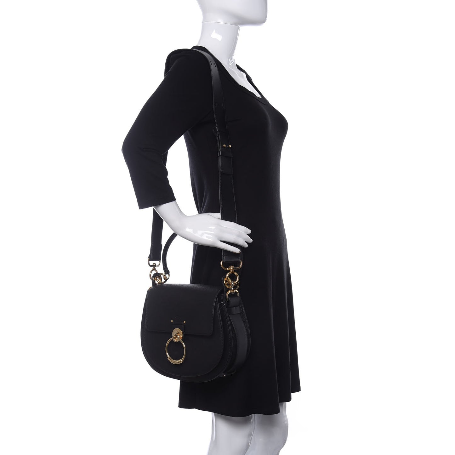 Grained Calfskin Large Tess Bag Black