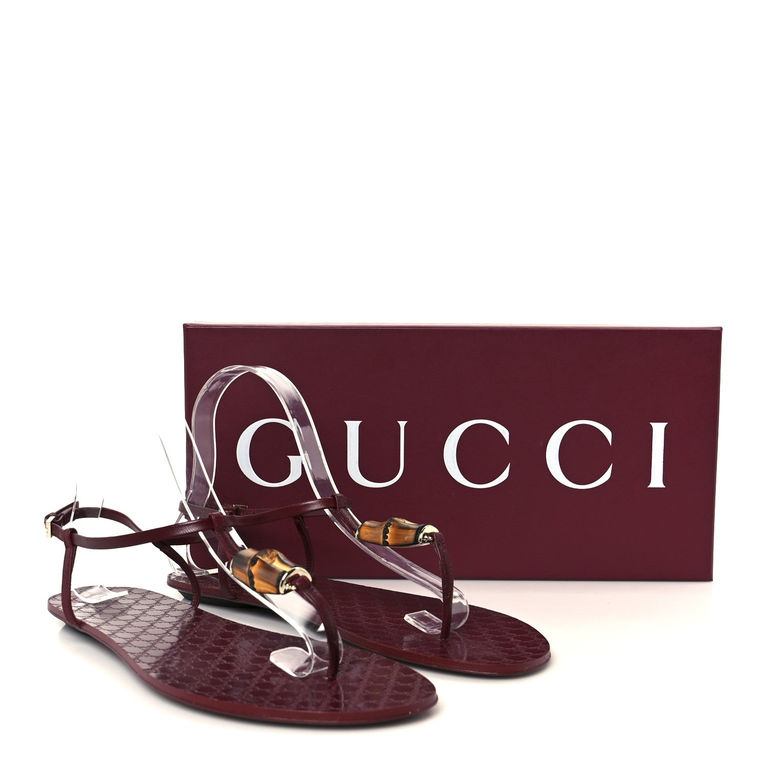 Gucci Calfskin Guccissima Bamboo Womens Susanna Sandals 39 Rosso Ancora 9 of 9