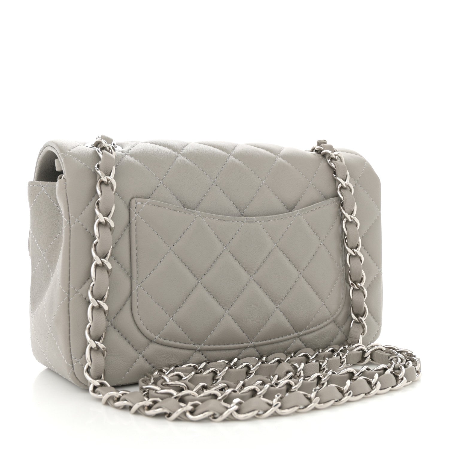 Chanel Lambskin Quilted Mini Rectangular Flap Grey 3 of 11