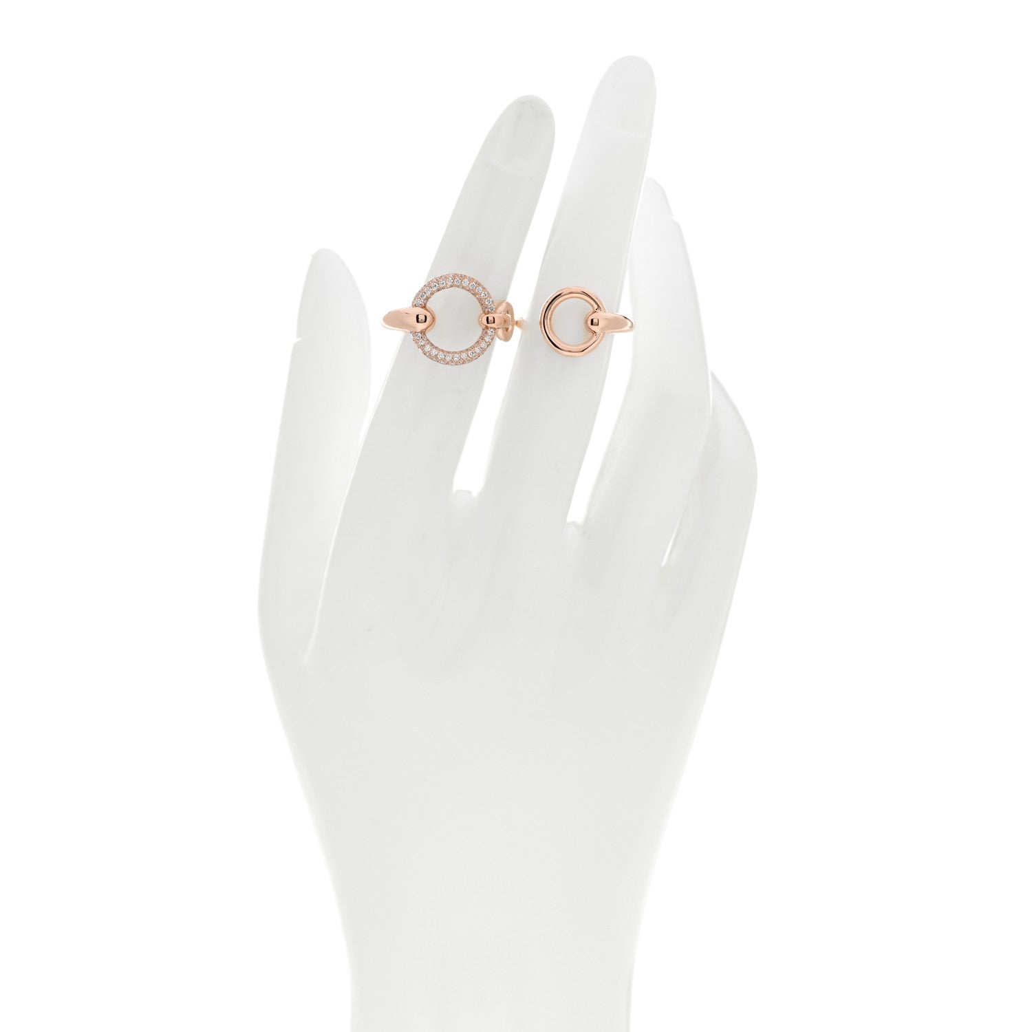 Hermes 18K Rose Gold Diamond GM Filet d'Or Double Ring 54 7 2 of 5