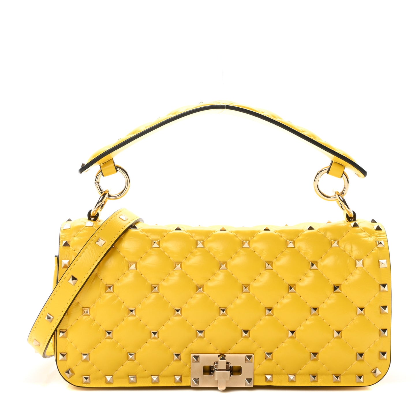 Nappa Small Rockstud Spike Shoulder Bag Yellow