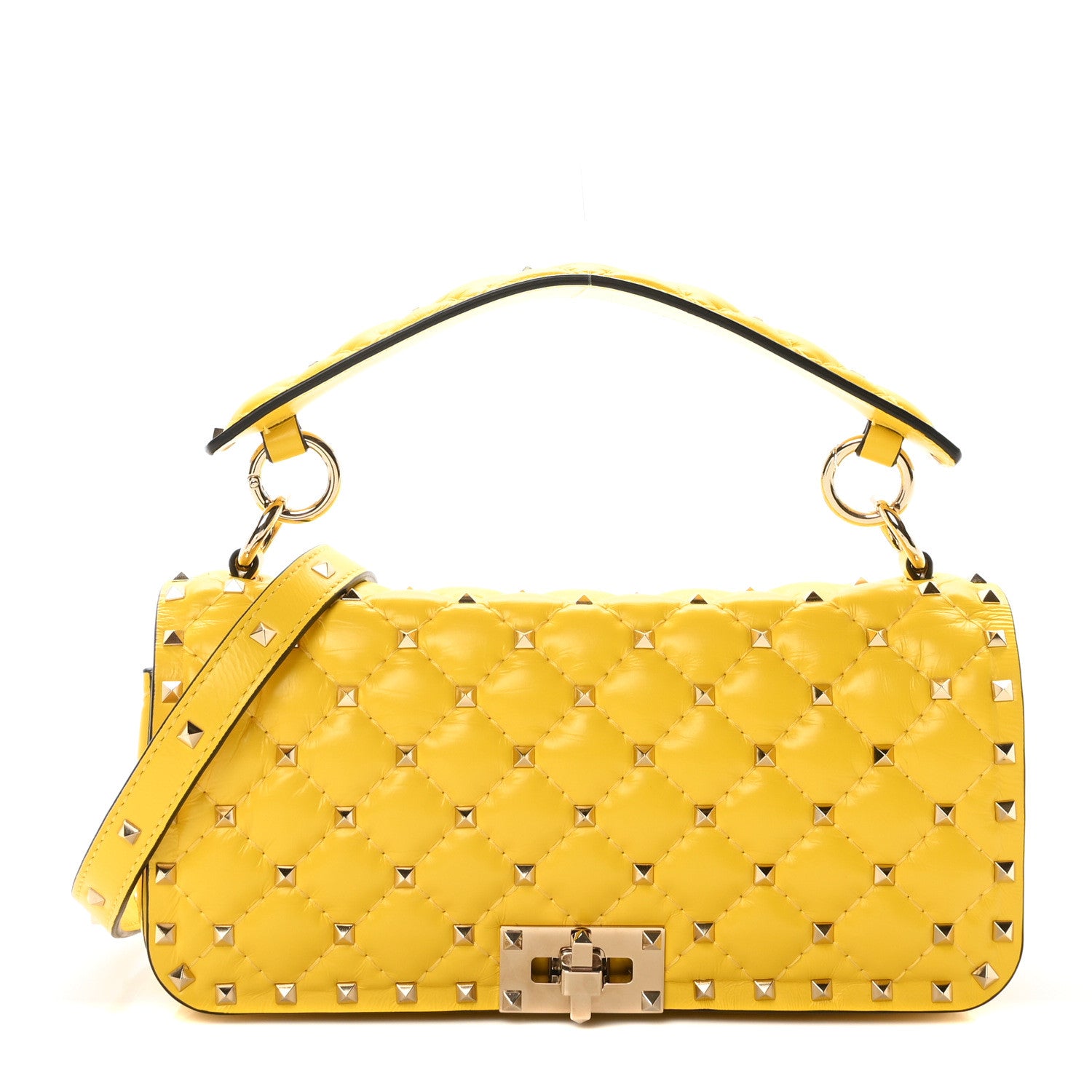 Valentino Garavani Nappa Small Rockstud Spike Shoulder Bag Yellow 1 of 9