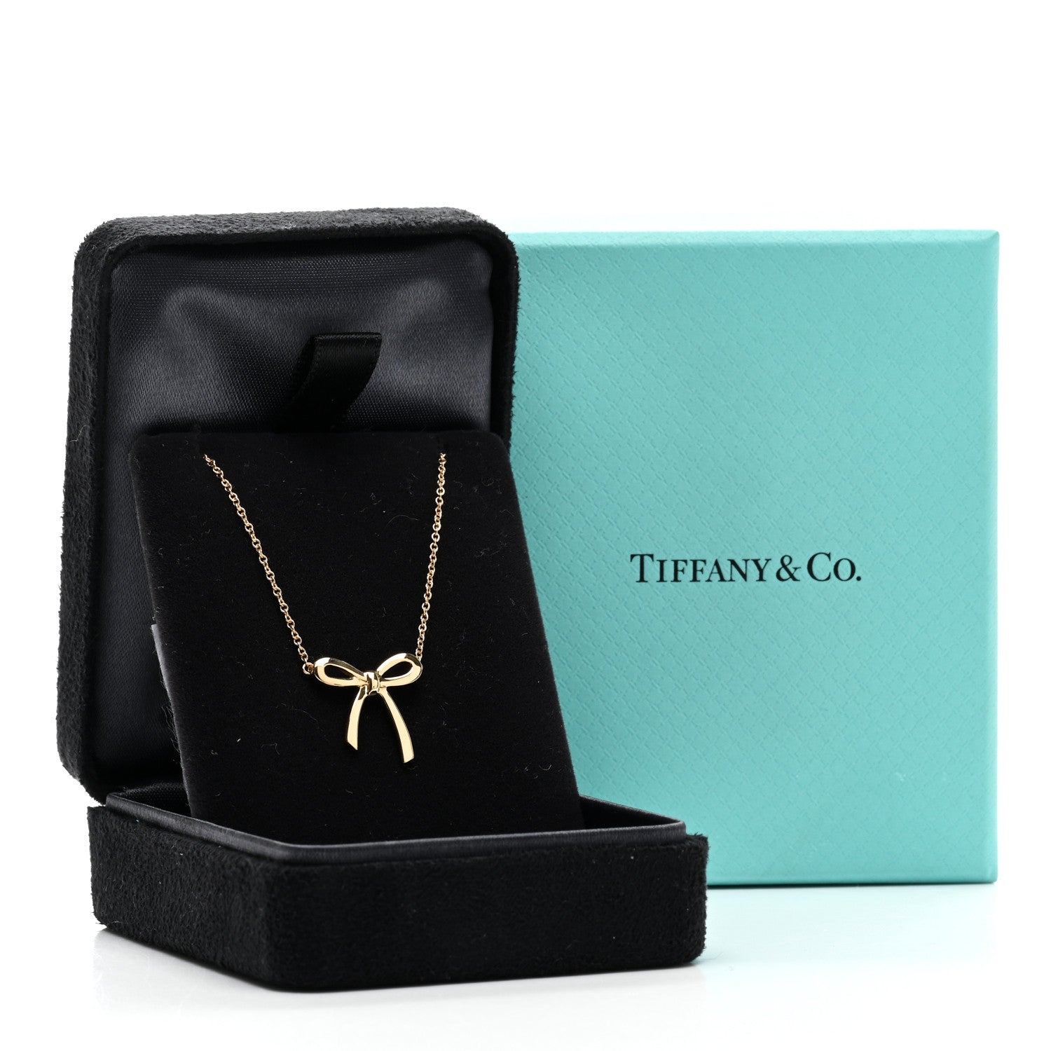 Tiffany 18K Yellow Gold Mini Bow Pendant Necklace 5 of 5