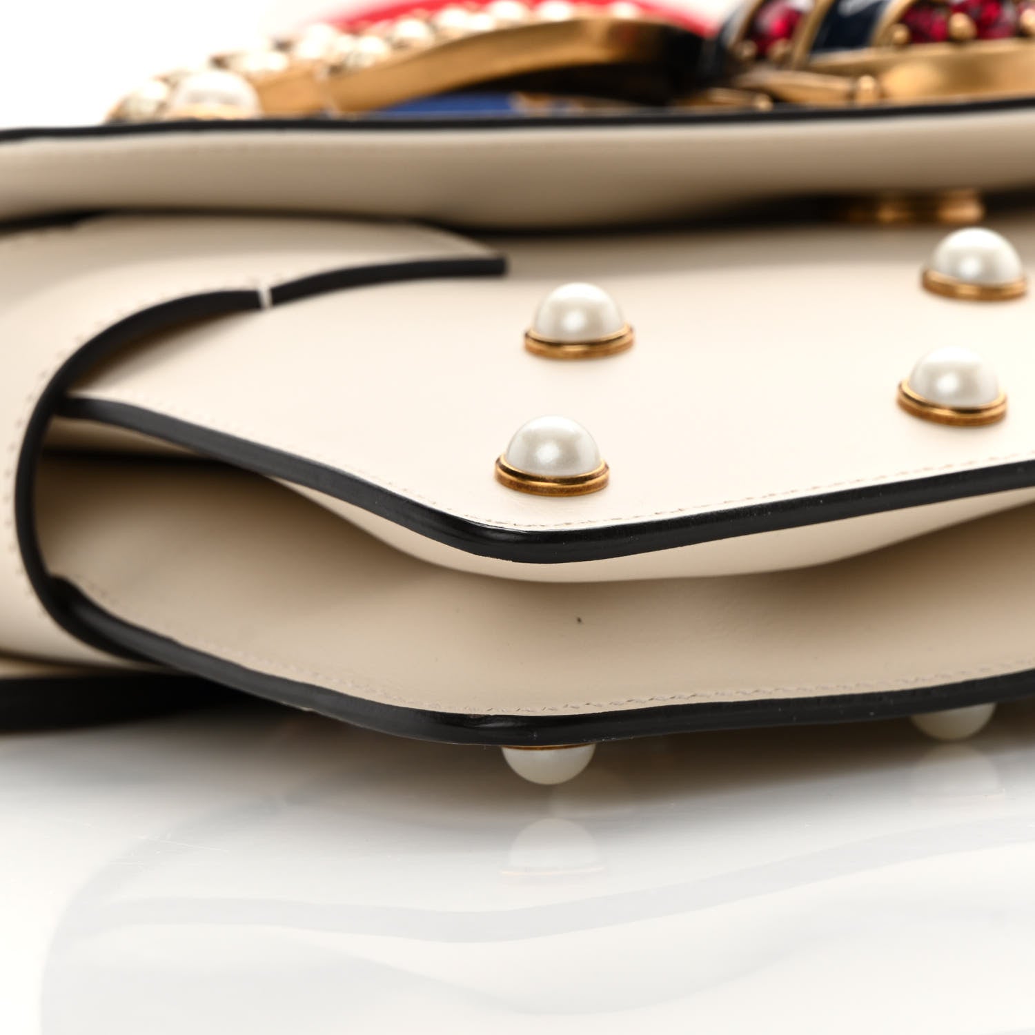 Gucci Nappa Pearl Studded Mini Queen Margaret Broadway Shoulder Bag Mystic White 9 of 14