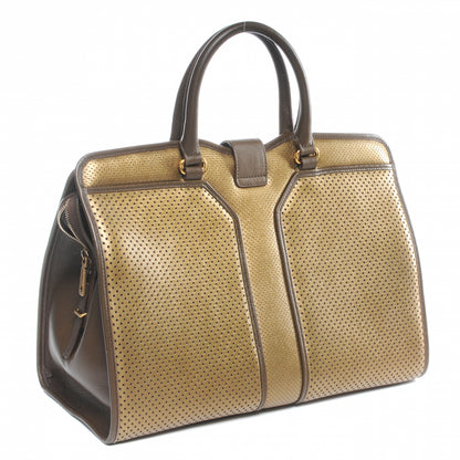 Saint Laurent Perforated Leather Large Cabas Chyc Metallic Bronze 3 of 8