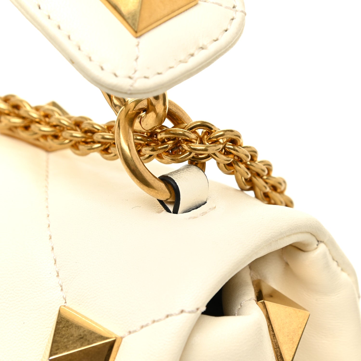 Valentino Garavani Nappa Large Roman Stud Shoulder Bag Ivory 9 of 18
