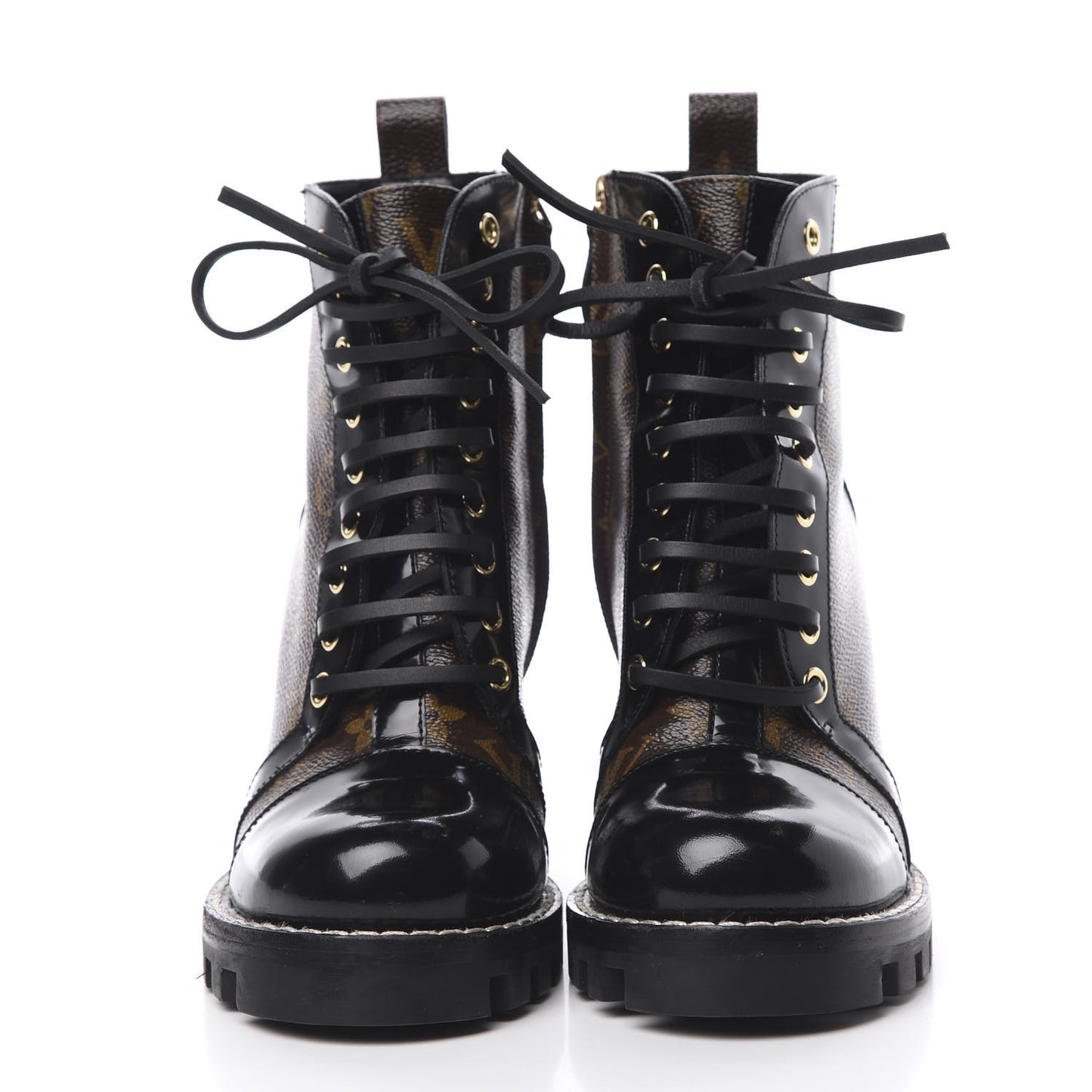 Patent Calfskin Monogram Star Trail Ankle Boots 37 Black