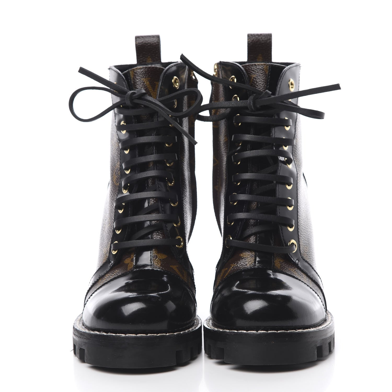 Louis Vuitton Patent Calfskin Monogram Star Trail Ankle Boots 37 Black 2 of 9