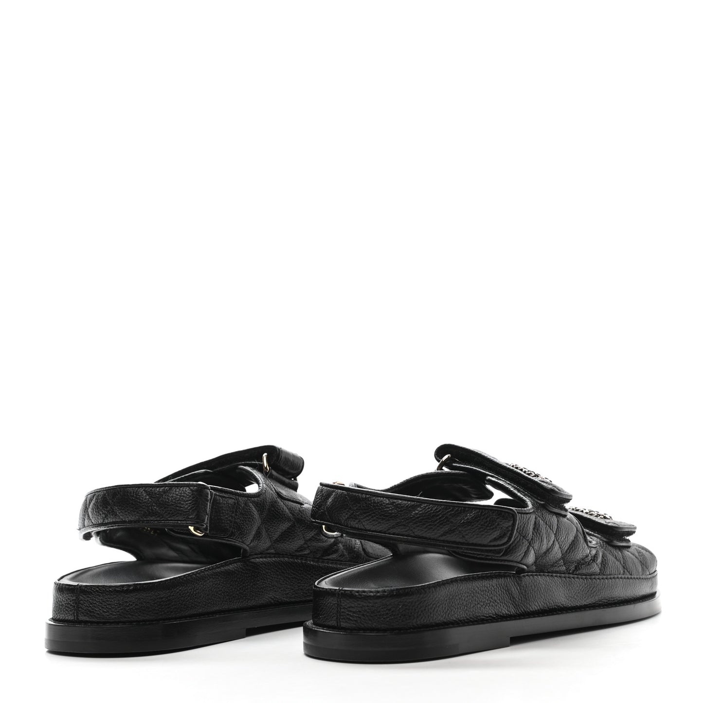 Grained Calfskin Velcro Dad Sandals 39 Black
