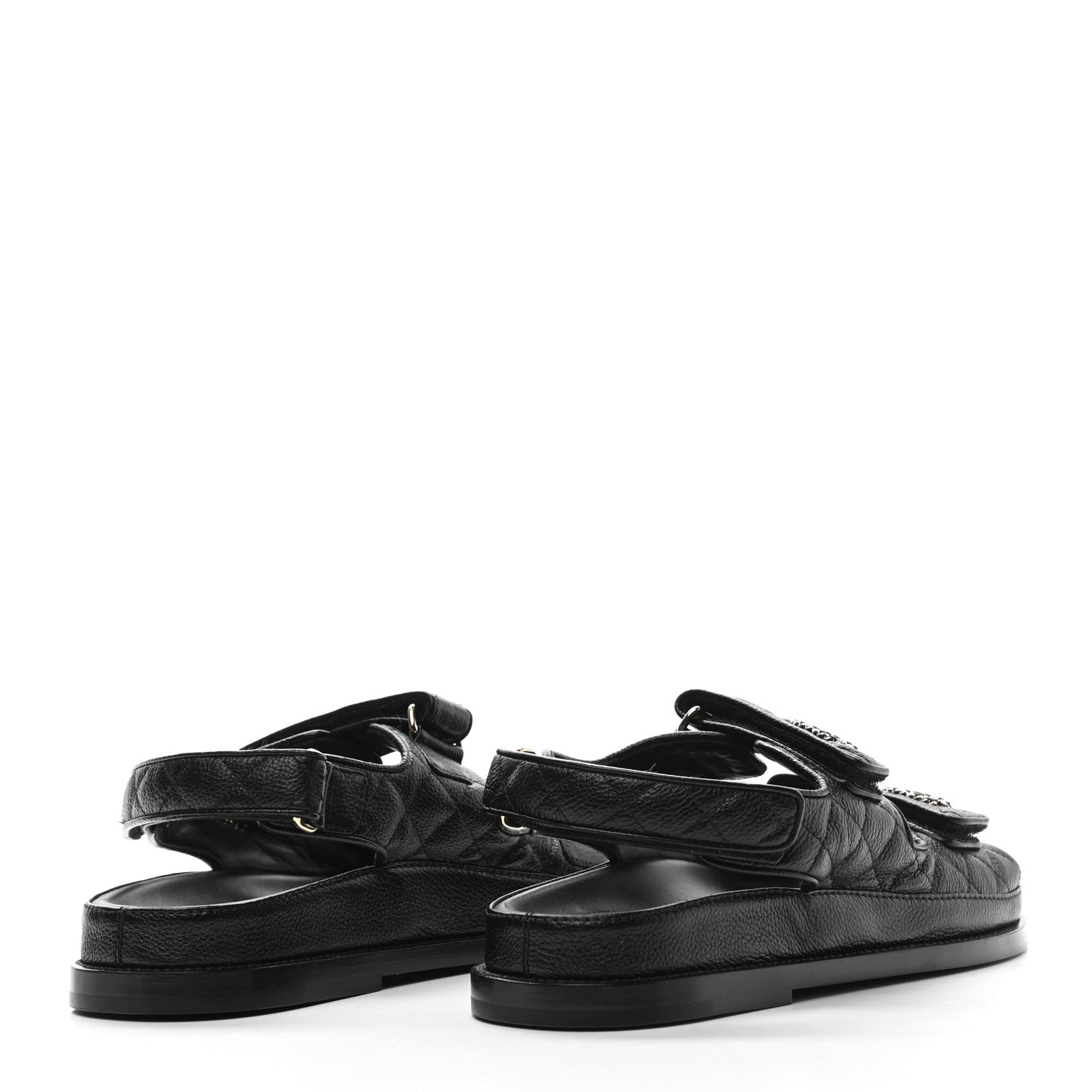 Chanel Grained Calfskin Velcro Dad Sandals 39 Black 4 of 8